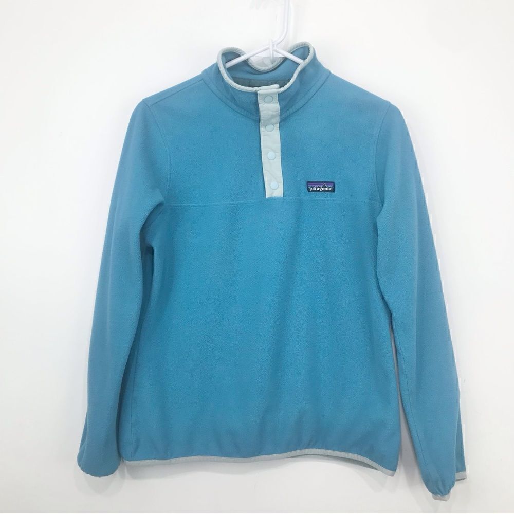 Patagonia Teal Blue Quarter Snap Micro Fleece Performance Layer Pullover